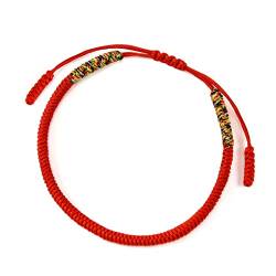 QianSiLi Tibetisches Armband Rot, Handgefertigt Tibetisches GlüCksarmband Damen MäNner, Einstellbar Wunscharmband，Buddhistisches Armband Geeignet FüR MäNner, Frauen, Familien, Paare, Etc. von QianSiLi