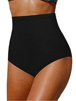 Qianderer Damen Plus Size Hohe Taille Bikinihose Bauchweg Tankini Hose Badeanzug Bikini Bademode Badeshorts Slip, Ba Black, 52 von Qianderer