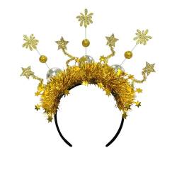 Qianderer Happy New Year Stirnbänder Weihnachten Haarverschluss Diademe Haarreifen Haarschmuck für 2024 Silvester Party Gastgeschenke (Gold, Einheitsgröße) von Qianderer
