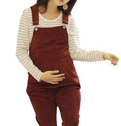 Lässig Hose Hosenträger Frauen Umstandsmode - Multi Tasche Verstellbarer Schwangerschaft Träger Overall Hose Latzhose (Rot,M) von Qianliniuinc