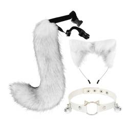 Qianly 3 Stück und Schwanz, Stirnband für Damen und Mädchen, für Partys mit Tiermotiven, grau von Qianly