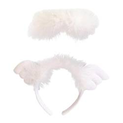Qianly Engelsflügel Stirnband Cosplay Kopfbedeckung Feder Stirnband Haarband für Kostüm Erwachsene, Weiß von Qianly