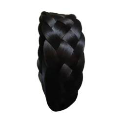 Qianly Haar geflochtenes Stirnband, klobiger Kopfschmuck, Kopfbedeckung, Zöpfe, Kopfschmuck, Haarreifen, klobiges elastisches Haarband für Frauen, Mädchen, schwarz und braun von Qianly