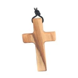 Qianly Holz-Kreuz-Halskette, Holz-Kreuz-Anhänger, handgefertigt, dekorativ mit Schlüsselband, Holz-Kreuz-Kruzifix für Hochzeit, Weihnachten von Qianly