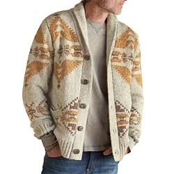 Gestrickter Mantel Herren Basic Casual Urban Modern Fashion Jacquard Herren Strickjacke Frühling Und Herbst Weiche Bequeme Boutique Herren Sweater A-Khaki 4XL von Qienjn