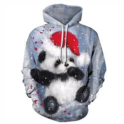 Pullovers Herren 3D-Druck Cartoon Panda Muster Herren Hoodie Frühling Und Herbst Sport Casual Lose Bequeme Herren Sweatshirt Streetwear WH01 L von Qienjn