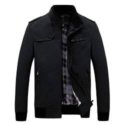 Qienjn Übergangsjacke Herren Casual Fashion Einfache Herrenjacke Frühling Und Herbst Urlaub Klassische All-Match Neue Trend Herren Jacke A-Black1 XXL von Qienjn