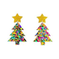 1 Paar Weihnachtsbaum Pailletten Ohrringe Mehrfarbig Regenbogen Ohrringe Geburtstag Urlaub Weihnachtsgeschenke für Frauen Mädchen, Siehe Abbildung von Qilmal