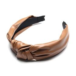 QinGoo Leder PU Stirnband Kaffee Haarreife Frauen Stirnbänder Haarband Haarschmuck Kopfschmuck 1stück(Coffee) von QinGoo