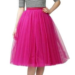 Damen Tüllrock 50er Rock Retro Ballet Tanzrock Kurz Ballett tütü Rockabilly Petticoat Unterrock Tanzkleid Ballkleid Abendkleid Gelegenheit Zubehör Rockabilly Jahre Retro Tutu Cosplay Crinoline 65cm von QinMMSPORTS