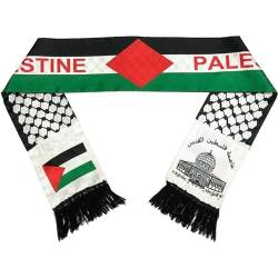 QinMMSPORTS Palästina Flagge Schal Doppelte Seite Schal Palästina Jerusalem Araber Satinschalschal Für Männer Frauen Palestinian Scarf Palästinenser Tuch Accessoire für Männer und Frauen von QinMMSPORTS