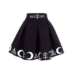 Gothic Rock Damen Beiläufig Elastische Taille A Linie Mini Rock Basic Uniform Skater Faltenrock Knielänge Vielseitige Dehnbar Mini Rock A-Linie Rockabilly Faltenrock Plisseerock Punk Kleidung von QingHUImao