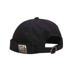 Hut Herren -Cap Herren Damen Mütze Brimless Hat Mütze Seemannsmütze Hafenmütze Herrenmütze Bikercap Hat Wandermütze Dockercap Kopfbedeckung Seemannskappe (Black-A, One Size) von QingHUImao