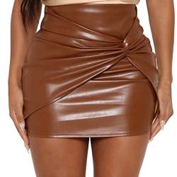 Lederrock Damen Glänzend Minirock Damen schwarz Lederrock Wetlook Bodycon Mini Rock Freizeit Business Rock Figurbetont Stretch Bleistiftrock Sexy Wetlook Stretch Rock Bleistiftrock PU (A-019, XS) von QingHUImao