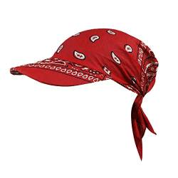 QingHUImao Basecap Damen Baseball Cap Waschbar Hut Slouch Beanie Mütze, leicht und weich, Longbeanie, Unisex Sommer Kopftuch Strand Bandana Meer Sonne Sonnenschutz Mütze Baseballkappe (rot, OneSize) von QingHUImao