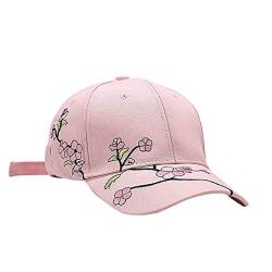 QingHUImao Damen Baseballmütze Frauen Floral Blumen Kappe Sommer Mütze Baseballkappe Baseball Cap Verstellbar Baseballmütze Sonnenhut Sonnenschutz Schirmmütze Trucker Cap Damencap (Pink, One Size) von QingHUImao