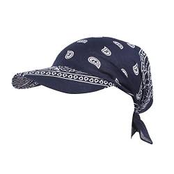 QingHUImao Damen Baumwolle Beanie Kopftuch Schal Bandana Hüte Retro-Stil Sonnenhut Golf Tennis Baseball-Mütze Turban Kopfbedeckung Headwear Wraps Sonnenblende Kappe Radsport Mützen (Marine1, OneSize) von QingHUImao