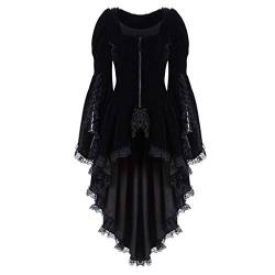 QingHUImao Damen Langarm Mittelalter Kleid, Gothic Kleidung Hexenkostüm Damen Gotik Cosplay Kleid Lange Kleider Retro Cosplay Kostüm Viktorianisches Renaissance Gothic Prinzessin Lange Kleider von QingHUImao