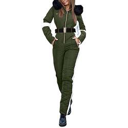 QingHUImao Skianzug Damen Schwarz, Skianzug-Damen-Einteiler Wasserdicht Schneeanzug Skioverall Winter Warme Schnee Skifahren Sätze Outdoor Winddichte Atmungsaktive Jumpsuit Langer Overall mit Kapuze von QingHUImao