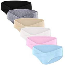 QingHUImao Umstandsunterwäsche Baumwolle Set Umstandsslips Umstandsmode Bekleidung Hipster Taillenslips Unterhosen für Schwangere Pregnancy mit V Typ Taillen Design 6er Pack von QingHUImao