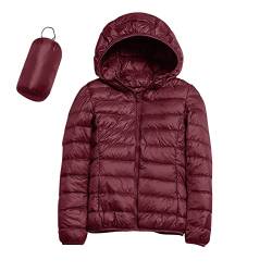 Steppjacke Damen leichte Übergangsjacke mit Kapuze, Damen Übergangsjacke Steppjacke mit Kapuze Daunenjacke Reißverschluss Sportjacke Zip Wärme Freizeit Outdoor Basic Casual Style Outdoorjacke von QingHUImao