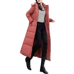 Wintermantel Damen Lang - Damen Wintermantel warmer Steppmantel lang mit Kapuze, Damen Elegant Daunenjacke Lang Mantel Steppmantel Wintermantel Winter Warm Jacke Outdoorjacke Steppjacke Steppmantel von QingHUImao