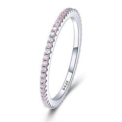 Qings 925 Sterling Silber Damen Ring, Ewigkeit Ehering Zirkonia Simuliert Diamant Stapelbar Verlobungsring Schmuck Geschenk für Frau Mädchen Größe 55 (17.3) von Qings