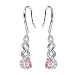 Qings Geburtsstein Infinity Ohrringe Oktober - 925 Sterling Silber CZ Kristall Ohrringe Osa Turmalin Oktober Unendlichkeit Ohrringe MäDchen OhrhäNger Baumeln Funkelnder Schmuck für Frauen MäDchen von Qings