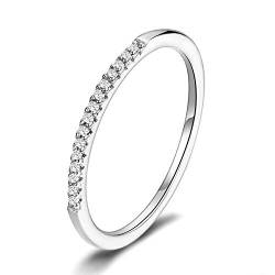 Qings Stapelbare Ringe, 925er Sterling Silber Zirkonia Ringe Eternity Band Ring Jahrestag Geburtstagsgeschenk für Damen Größe 7 von Qings