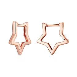 Stern Ohrringe für Frauen Mädchen - Qings 925 Sterling Silber Mini Klein Rosegold Stern Creolen Hypoallergen Geometrische Star Schmuck Geburtstag Geschenke von Qings