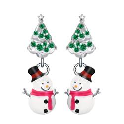 Weihnachtsbaum Schneemann Ohrringe für Damen - Qings 925 Sterling Silber Weihnachten SchneeflockeWeihnachtsmann Jingle Glocke Weihnachtsmütze Baumeln Tropfen Ohrringe Weihnachts Schmuck Geschenke von Qings