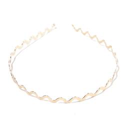 Qinlenyan Gewelltes Stirnband für Damen, schickes Haarband aus Metall, geometrische Wellenform, Haarreifen, rutschfestes, elastisches Design, Haarschmuck, goldfarben 1 von Qinlenyan