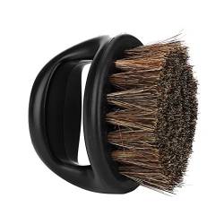 Wildschwein Pelz Rasierpinsel Schnurrbart Trimmen Pinsel Salon Rasiert Werkzeug für Männer Bart(Schwarze Haare mit schwarzem Griff) von Qinlorgo