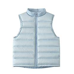 Kinder Daunenweste Mädchen Jungen Stehkragen Steppweste Vest Ärmellos Daunenjacke Hellblau 1 130 von Qinuan