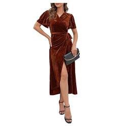 Kleider für Frauen Elegante Mittlere Länge Velvet Party Kleid Schlitzband Abschlussball Kleider von Qiribati