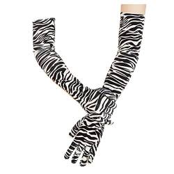 Qiribati Frauen Lange Abend Handschuhe Zebra Print Hochzeit Prom Opera Handschuhe Armwärmer Fäustlinge von Qiribati