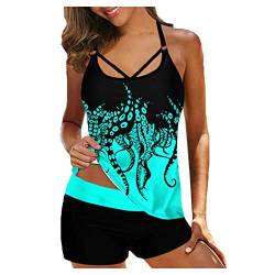 Qiribati Frauen Plus Size Tankini Badeanzug Kreuz und Biege Rückenpolstgepolsterte Schwimmkostüm 2 Pcs von Qiribati