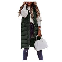 Qiribati Langer Mantel für Frauen Winter Gepolstert Gilet Langlinie mit Kapuze Mithilfe Der Ärmellose Warm von Qiribati