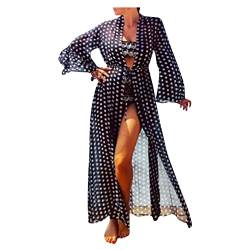 Qiribati Sommer Kimono -Strickjacke für Frauen Chiffon Polka Dot Print Strand Badeanzug mit Gürtel von Qiribati