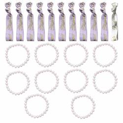 Qiundar 11 JGA Armbänder und 11 JGA Armbänder Frauen Perlen Team Bride Armbänder für Junggesellinnenabschied, Hochzeit, Brautdusche, Frauen Dekoration von Qiundar