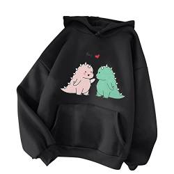 Damen Hoodies Dinosaurier Pullover Kapuzenpullover Langarm Sweatshirt Lässiges Einfarbig Sweatshirt lose Kapuzen Jacke Kawaii Pullover Sweatshirt Oversize Süße Tops von Qixiu