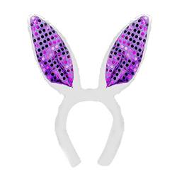 Headband Zubehör für Erwachsene Haarband für Erwachsene Haarband für Kinder Pailletten Kaninchenohr Haarreif Kühlendes Kopftuch (Purple, One Size) von Qixiu