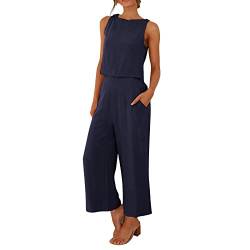 Qixiu 2 Teiler Hosenanzug Damen Elegant Zweiteiler Outfit Sommer Ärmelloses Tank Top und Hose Trainingsanzug Baumwolle Leinen Freizeitanzug mit Taschen Sportanzug Leicht Einfarbig Loungewear X. von Qixiu