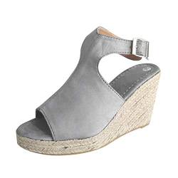 Qixiu Beiläufige feste Schuhe Schnalle Roman Damenbekleidung Sandalen Damensandalen Warme Schuhe Damen (Grey, 43) von Qixiu