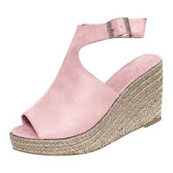 Qixiu Beiläufige feste Schuhe Schnalle Roman Damenbekleidung Sandalen Damensandalen Warme Schuhe Damen (Pink, 40) von Qixiu