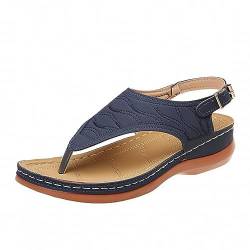 Qixiu Damen-Sandalen mit Keilabsatz und Clip-Zehe, dicke Sohle, einfarbig, bequem, leicht Schuhe Damen Blau Angebot (Blue, 40) von Qixiu