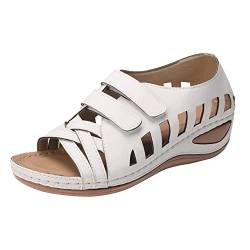 Qixiu Damenschuhe Mode Gurt Flops Sommerschnalle Sandalen Schuhe Sandalen für Frauen Keile flip Frauen Sandalen Damen Schuhe Schwarz Elegant (White, 40) von Qixiu