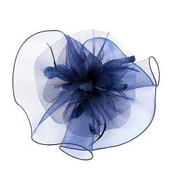 Qixiu Fasching hat Flower Feather Meshed Tea Party Haarband für Frauen Tennis Herren (Blue, One Size) von Qixiu