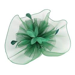 Qixiu Fasching hat Flower Feather Meshed Tea Party Haarband für Frauen Tennis Herren (Green, One Size) von Qixiu