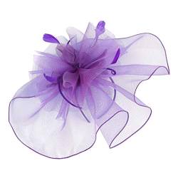 Qixiu Fasching hat Flower Feather Meshed Tea Party Haarband für Frauen Tennis Herren (Purple, One Size) von Qixiu